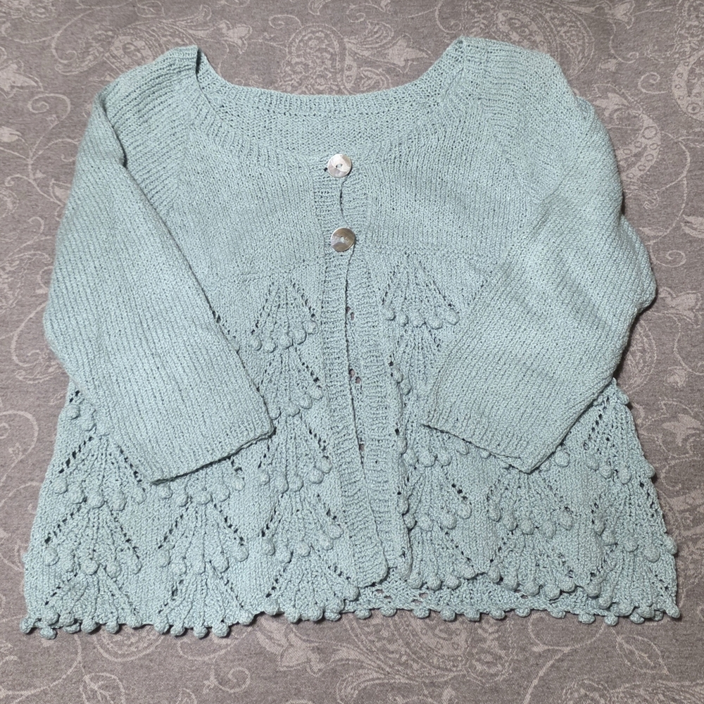 Handmade Blue Knitted Cardigan (Size S/M)